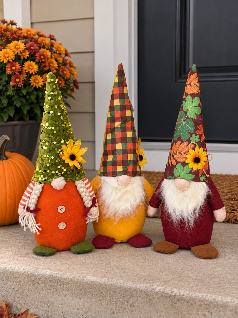 NWT Set of 3 Gather Fall Autumn Harvest Gnome Decor 14”